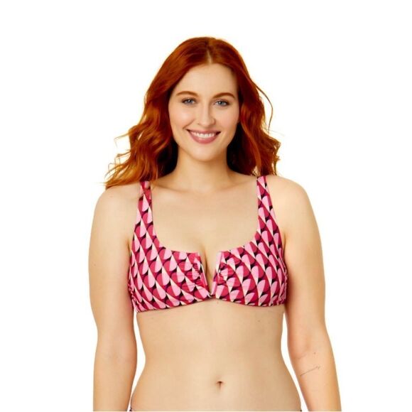 Women's Geo Print V-Wire Bikini Top Swimsuit Bathing Suit Size XL - Picture 6 of 8